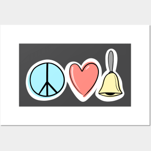 Peace Love Handbells (simple symbols variant) Posters and Art